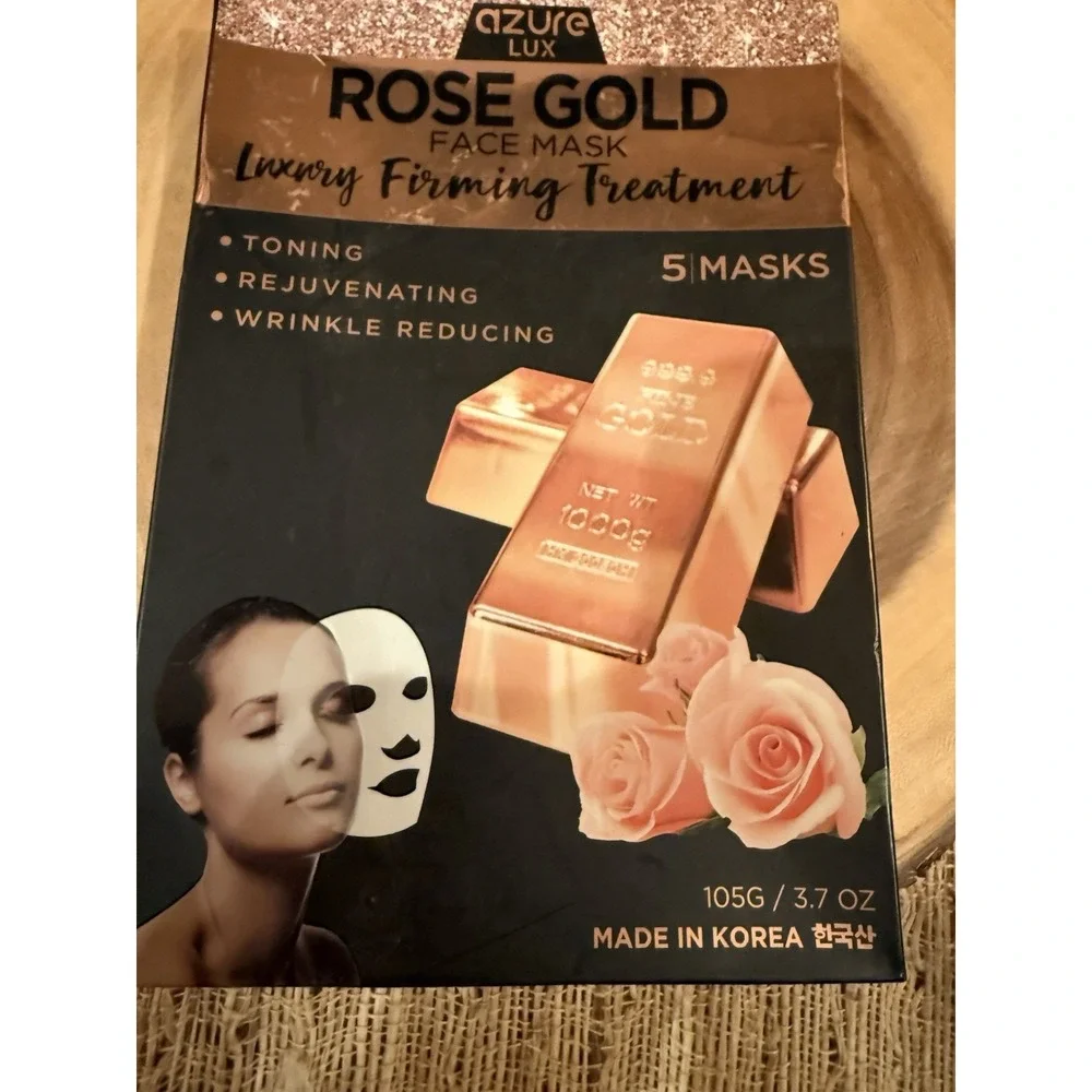 NIB Azure Kosmetics‎ Rose Gold Luxury Hydrating Treatment Face Mask 5 Pack